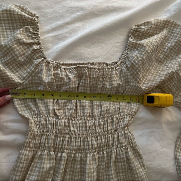 Macy’s Long Sleeve Lightweight Checkered Neutral Dress - Picture 5 of 6